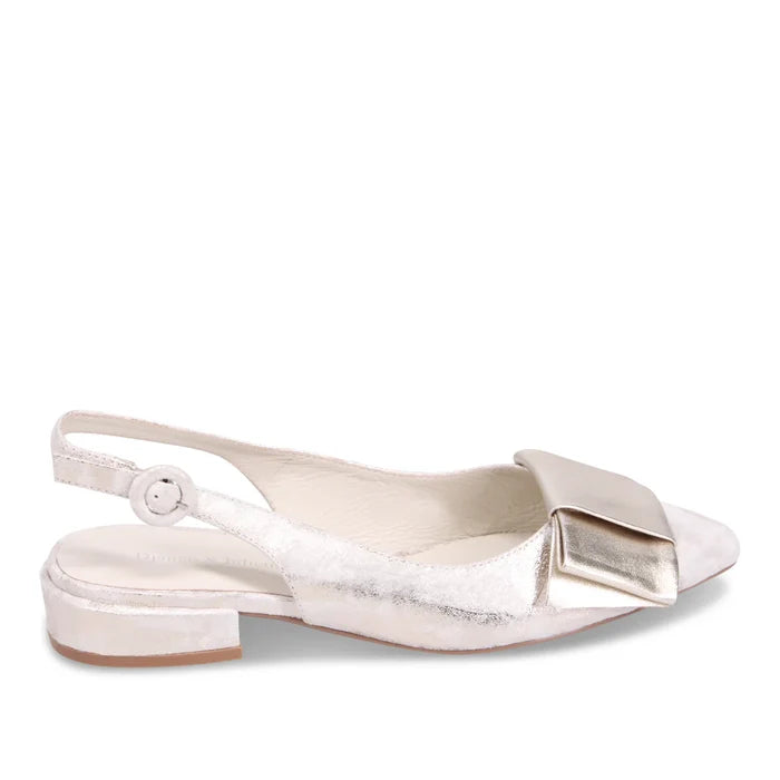 Django & Juliette EVENNING Slingback Flats in Gold & Beige