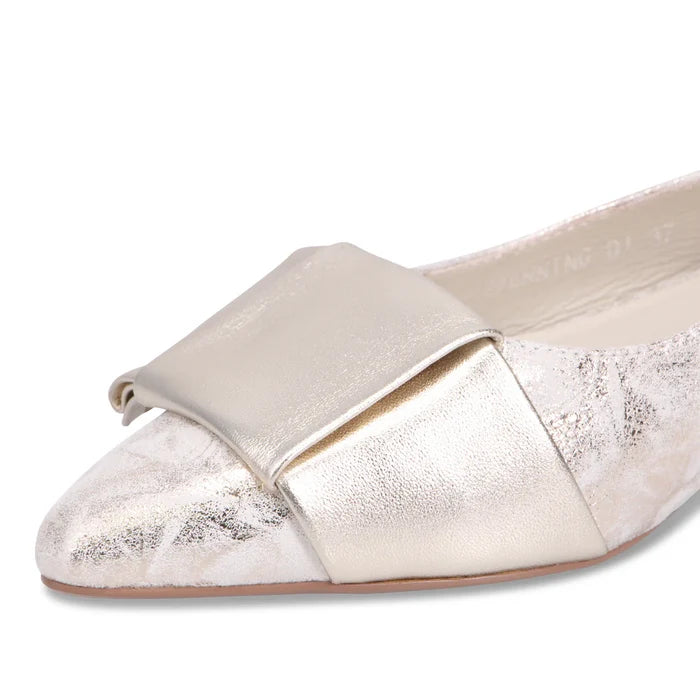Django & Juliette EVENNING Slingback Flats in Gold & Beige