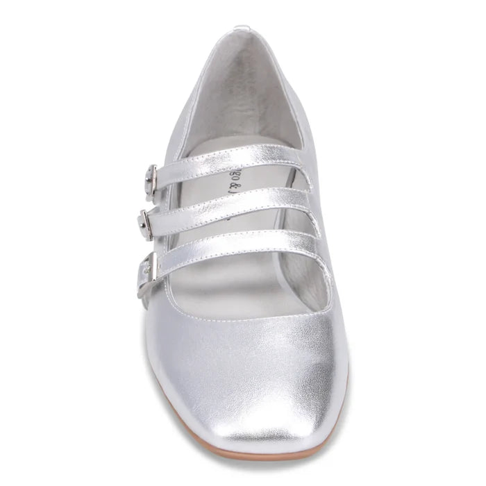 Django & Juliette VALVER Mary Jane in Silver Leather - Crush Marketplace