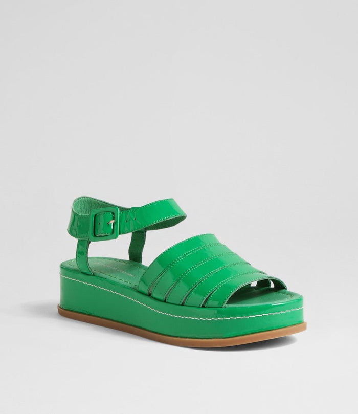 Django & Juliette WOLLIE Platform Sandal in Emerald Patent Leather - Crush Marketplace