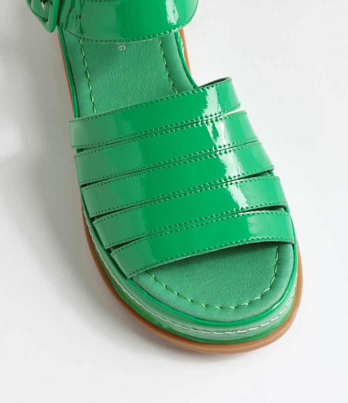 Django & Juliette WOLLIE Platform Sandal in Emerald Patent Leather - Crush Marketplace