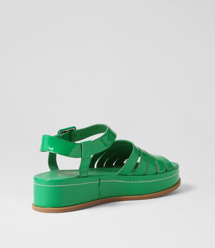 Django & Juliette WOLLIE Platform Sandal in Emerald Patent Leather - Crush Marketplace