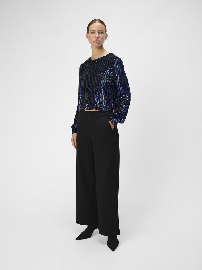 Dotti Sequin Top (Sky Captain/Black Mesh)