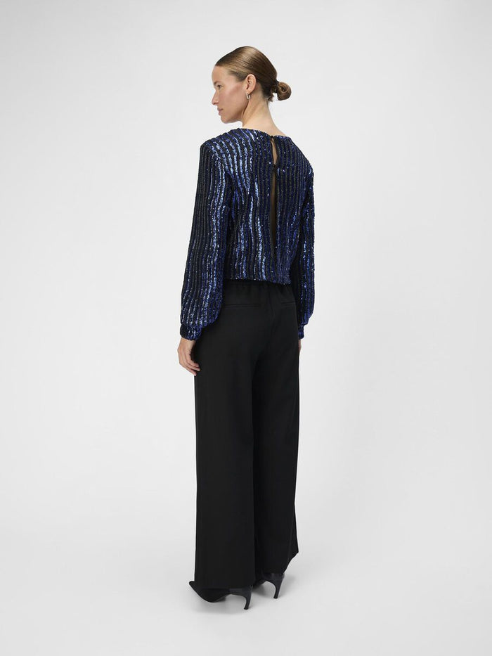 Dotti Sequin Top (Sky Captain/Black Mesh)