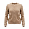 Dunedin Cashmere Woman's 100% Cashmere C Neck Cardigan - Beige - Heritage Of Scotland - XS