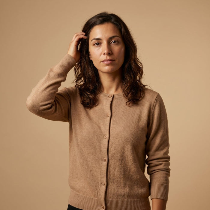 Dunedin Cashmere Woman's 100% Cashmere C Neck Cardigan - Beige - Heritage Of Scotland - XS