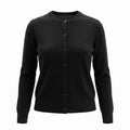 Dunedin Cashmere Woman's 100% Cashmere C Neck Cardigan - Black - Heritage Of Scotland - XS