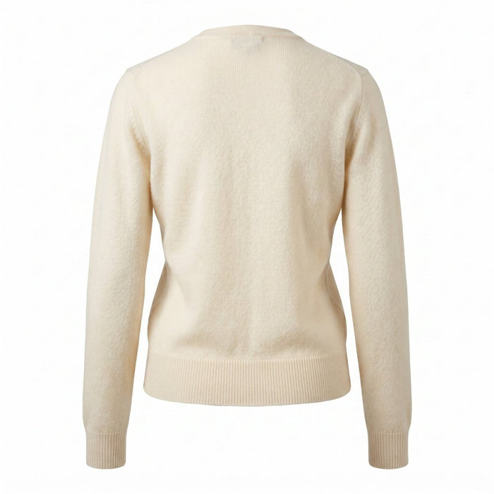 Dunedin Cashmere Woman's 100% Cashmere C Neck Cardigan - Cloud White - Heritage Of Scotland - XS
