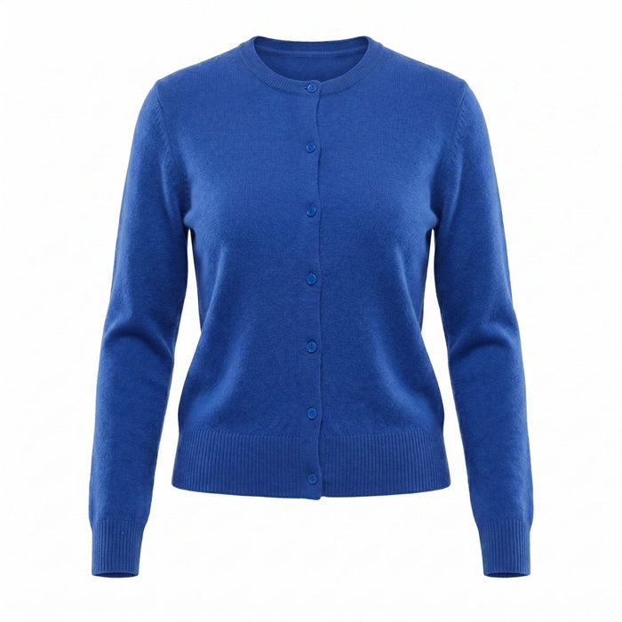 Dunedin Cashmere Woman's 100% Cashmere C Neck Cardigan - Cornflower - Heritage Of Scotland - XS