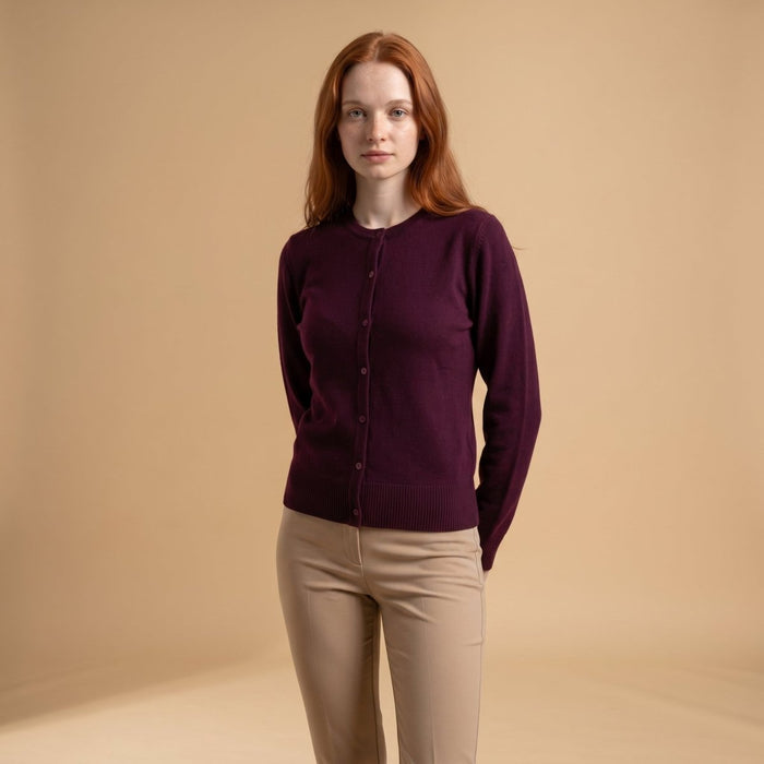 Dunedin Cashmere Woman's 100% Cashmere C Neck Cardigan - Eminence - Heritage Of Scotland - XS