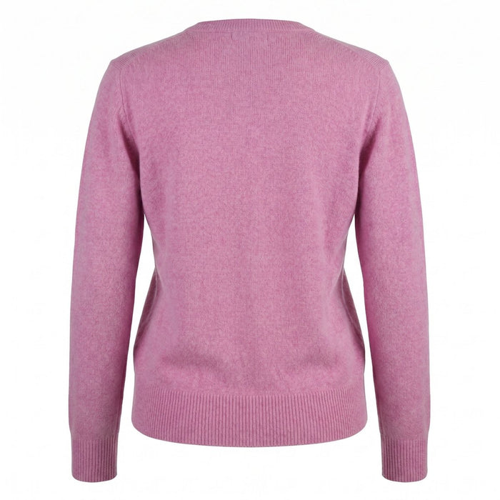 Dunedin Cashmere Woman's 100% Cashmere C Neck Cardigan - Marl Lilac - Heritage Of Scotland - XS