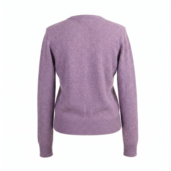 Dunedin Cashmere Woman's 100% Cashmere V Neck Cardigan - Heather - Heritage Of Scotland - XS