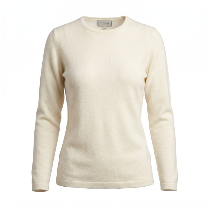 Dunedin Cashmere Women's 100% Cashmere C - Neck Jumper – Cloud White - Heritage Of Scotland - S