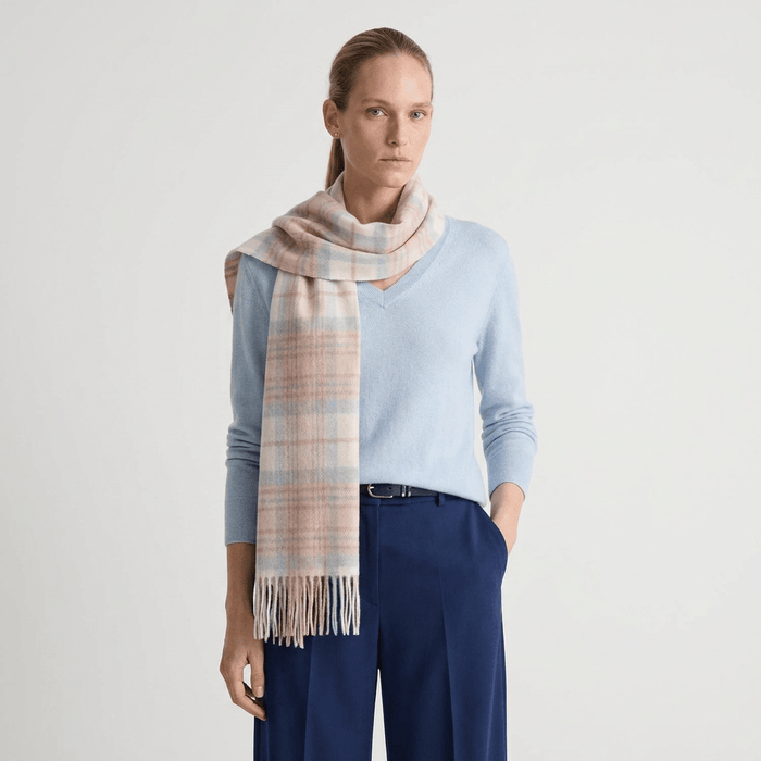 Edinburgh 100% Cashmere Scarf – Soft Warm Luxury Scarf - MACKELLAR MIX WHITE - Heritage Of Scotland -