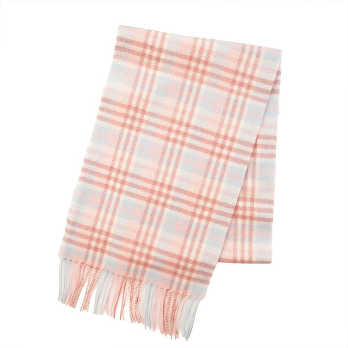 Edinburgh 100% Lambswool Scarf – Premium Soft Wool Wrap - Cluster Gingham Lilac - Pink - White - Heritage Of Scotland -