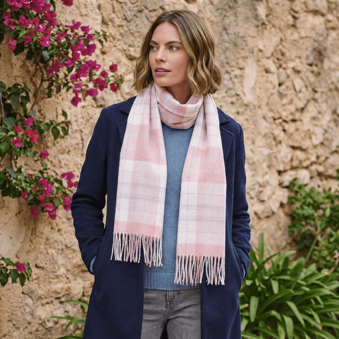 Edinburgh 100% Lambswool Scarf – Premium Soft Wool Wrap - Macdonald White Mix - Heritage Of Scotland -