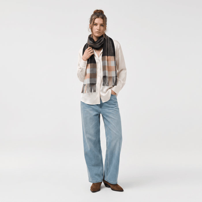 Edinburgh Cashmere Premium Lightweight Scarf - Soft Luxury Wrap - Bankfield Black Spray - Heritage Of Scotland -