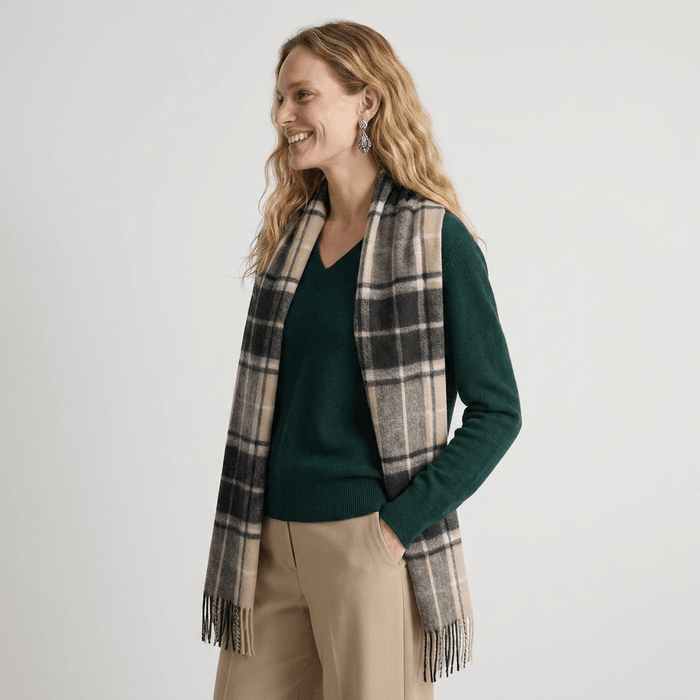 Edinburgh Cashmere Premium Lightweight Scarf - Soft Luxury Wrap - Forrester Black White - Heritage Of Scotland -