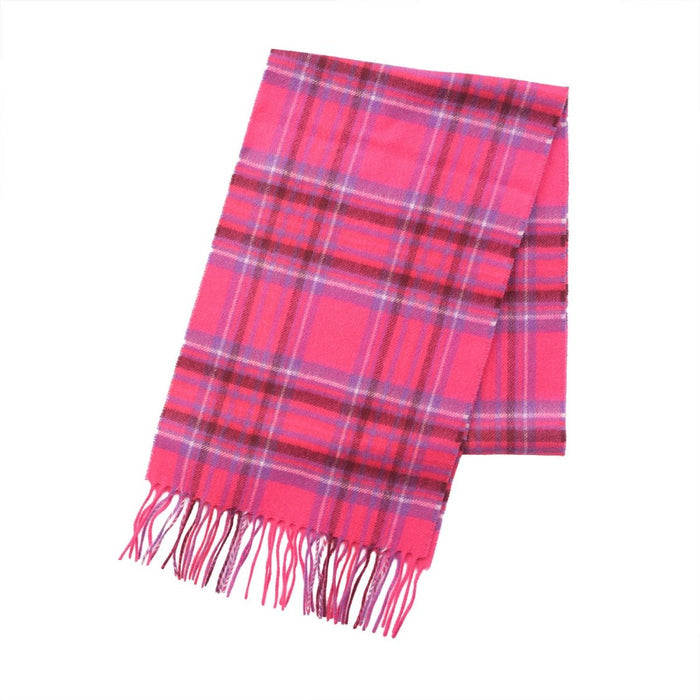 Edinburgh Cashmere Premium Lightweight Scarf - Soft Luxury Wrap - Stewart Bright Pink - Heritage Of Scotland -