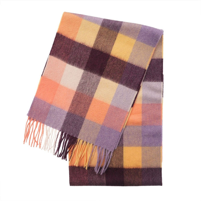 Edinburgh Cashmere Premium Lightweight Scarf - Ultra-Soft Luxury Wrap - 5 Square Tartan - Orange - Heritage Of Scotland -