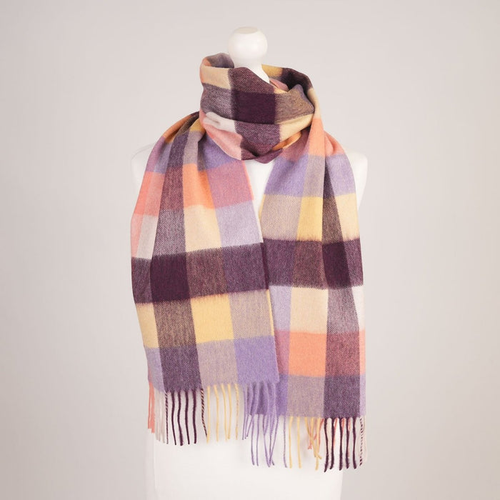 Edinburgh Cashmere Premium Lightweight Scarf - Ultra-Soft Luxury Wrap - 5 Square Tartan - Orange - Heritage Of Scotland -