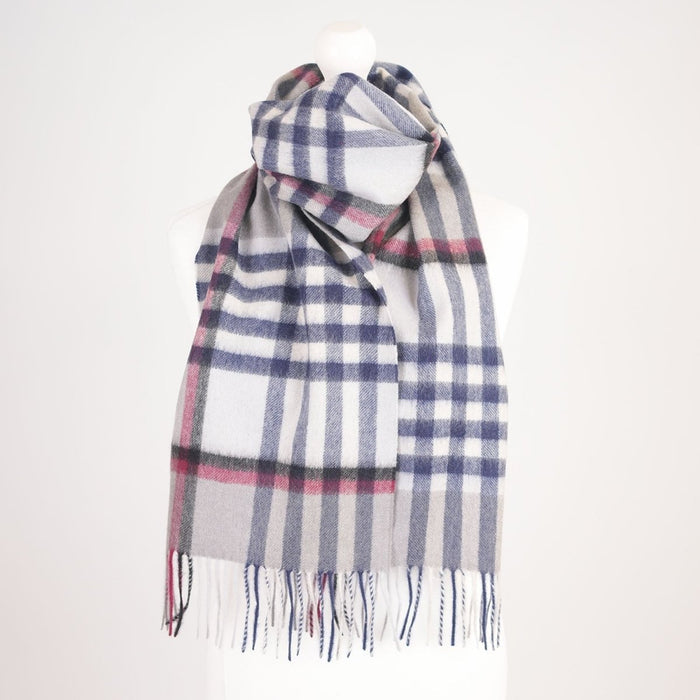 Edinburgh Cashmere Premium Lightweight Scarf - Ultra-Soft Luxury Wrap - Chequer Tartan-Navy - Heritage Of Scotland -