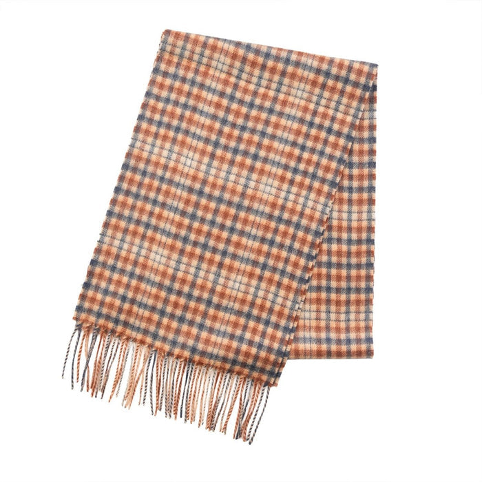 Edinburgh Cashmere Premium Lightweight Scarf - Ultra-Soft Luxury Wrap - GINGHAM TWEED CHECK TAN - Heritage Of Scotland -