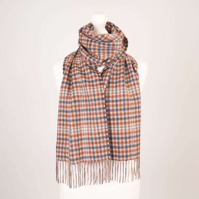 Edinburgh Cashmere Premium Lightweight Scarf - Ultra-Soft Luxury Wrap - GINGHAM TWEED CHECK TAN - Heritage Of Scotland -