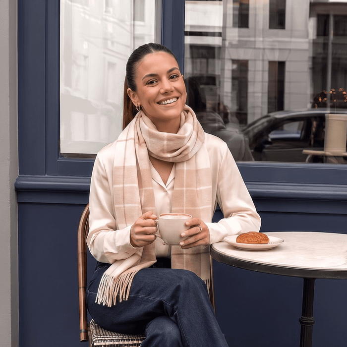 Edinburgh Cashmere Premium Lightweight Scarf - Ultra-Soft Luxury Wrap - Newsome Camel - Heritage Of Scotland -