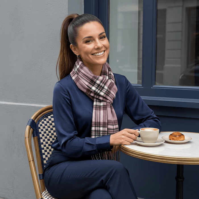 Edinburgh Cashmere Premium Lightweight Scarf - Ultra-Soft Luxury Wrap - Stewart Lilac - Heritage Of Scotland -