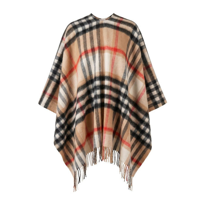 Edinburgh Lambswool Mini Cape – Classic Check Lightweight Wrap - Heritage Of Scotland - CHEQUER CAMEL