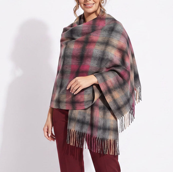 Edinburgh Lambswool Tartan Stole - Soft Luxury Check Wrap with Fringe - Dress Black - Heritage Of Scotland -