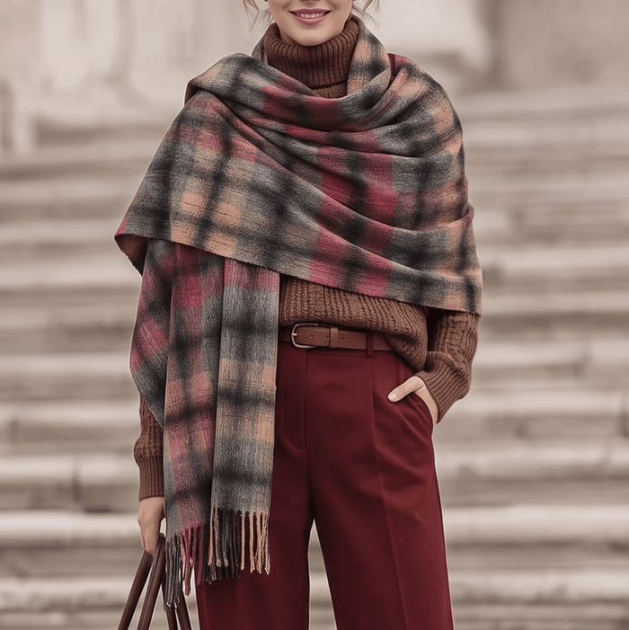 Edinburgh Lambswool Tartan Stole - Soft Luxury Check Wrap with Fringe - Dress Black - Heritage Of Scotland -