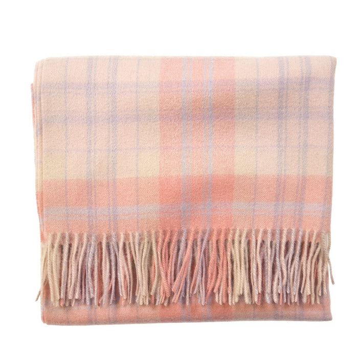 Edinburgh Lambswool Tartan Stole - Soft Luxury Check Wrap with Fringe - Macdonald White Mix - Heritage Of Scotland -