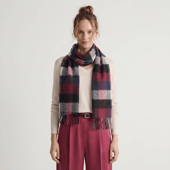 Edinburgh Premium Lightweight Cashmere Scarf - Soft Luxury Wrap - 5 Square Tartan - Blue and Black - Heritage Of Scotland -