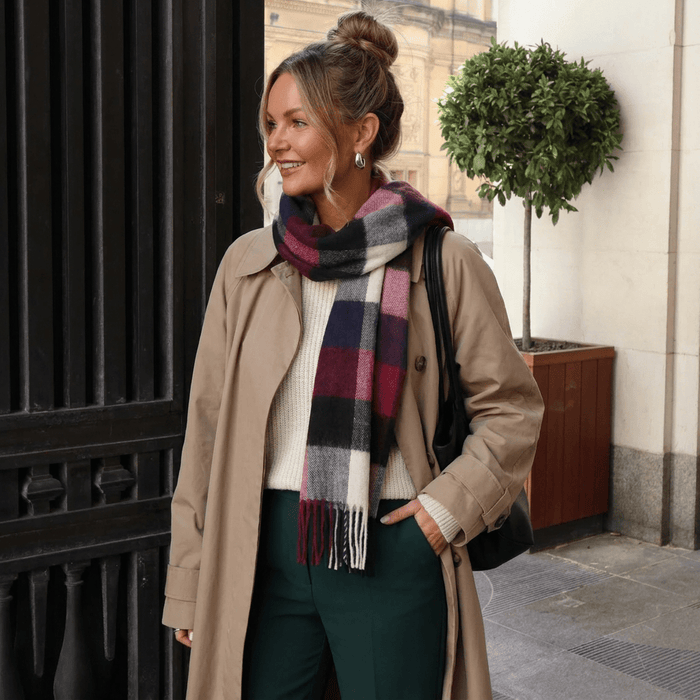 Edinburgh Premium Lightweight Cashmere Scarf - Soft Luxury Wrap - 5 Square Tartan - Blue and Black - Heritage Of Scotland -