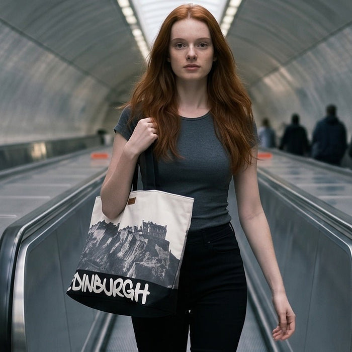 Edinburgh Shoulder Bag with Zip – Large City Print Tote Bag - Heritage Of Scotland -