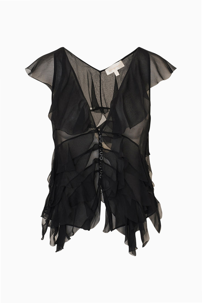 Elvareen Silk Ruffle Top
