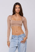 This is an image of Emily Top in Nude - RESA featuring a model wearing the dress