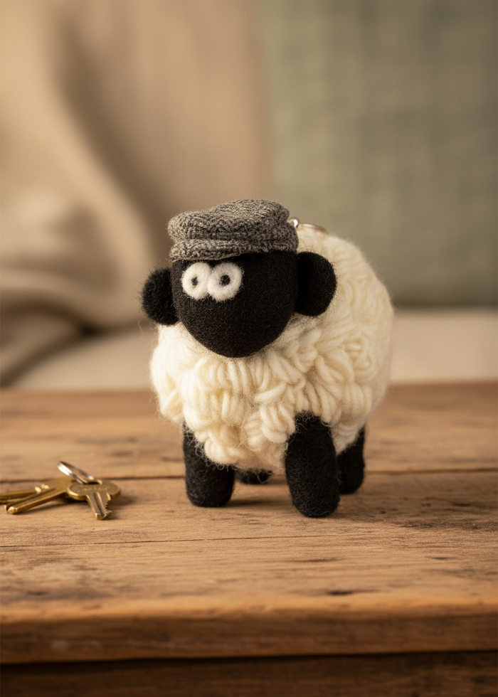 Erin Knitwear Knitted Sheep | Charcoal Flat Cap - Medium