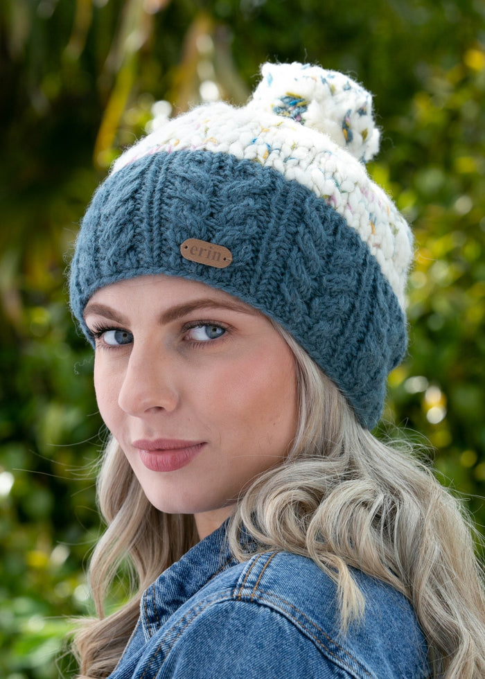 Erin Wool Bobble Flecked Denim Hat