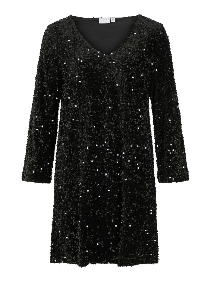 Faith Sequin Mini Dress (Black)