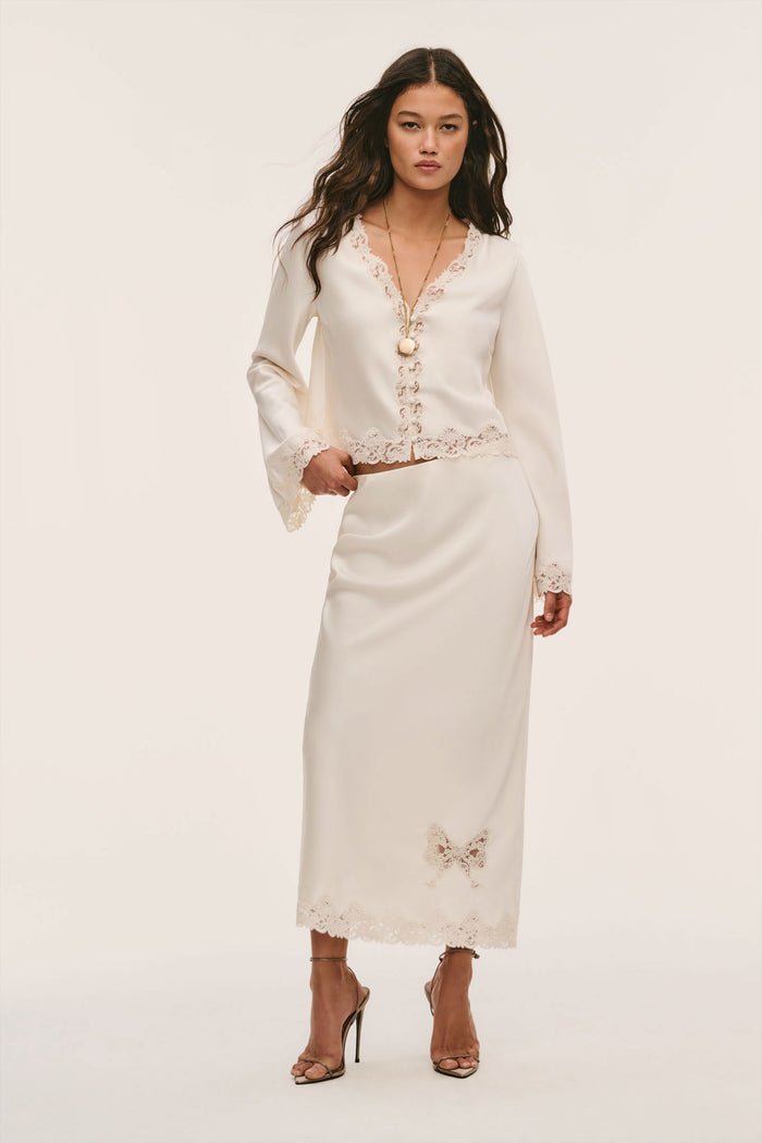 Fioretta Lace-Trimmed Crepe Top
