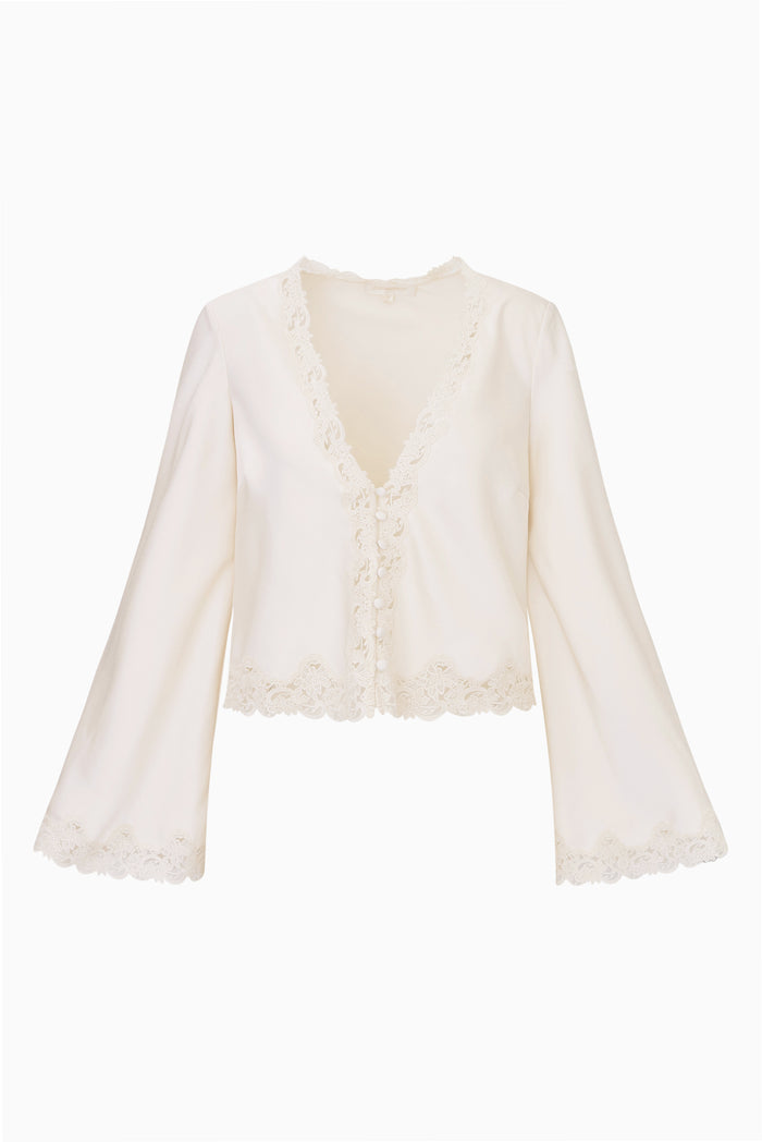 Fioretta Lace-Trimmed Crepe Top