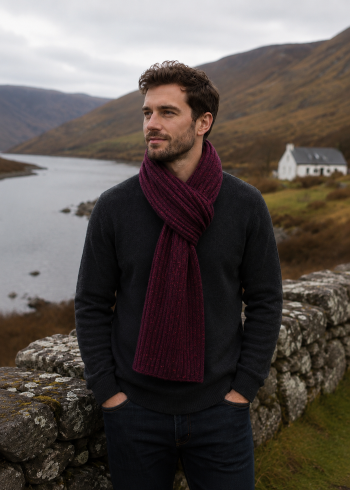 Fisherman Donegal Fleck Wool Scarf | Boradeux