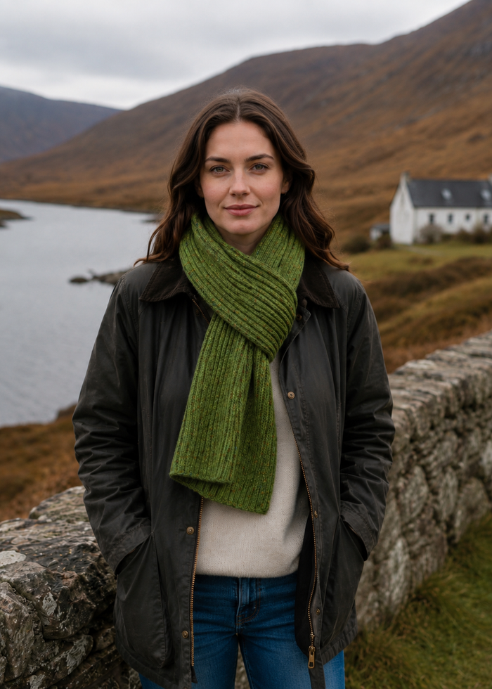 Fisherman Donegal Fleck Wool Scarf | Green