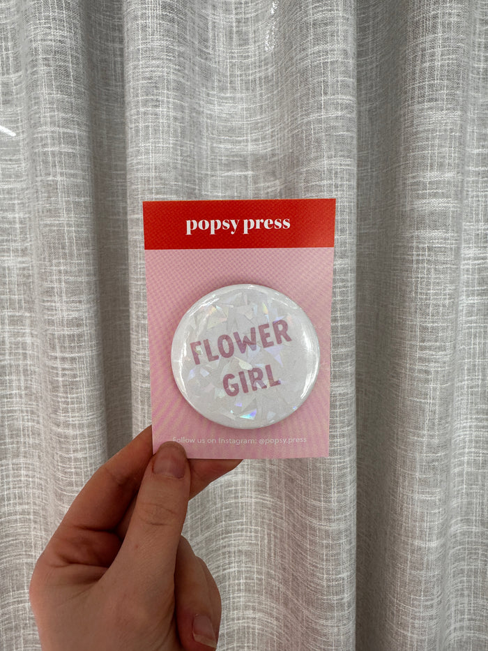Holographic Flower Girl Badge - Giftware - Honey Fawn Boutique