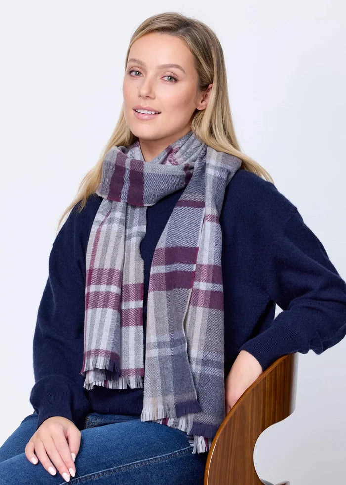 Foxford Burgundy Camel Extra Fine Merino Scarf
