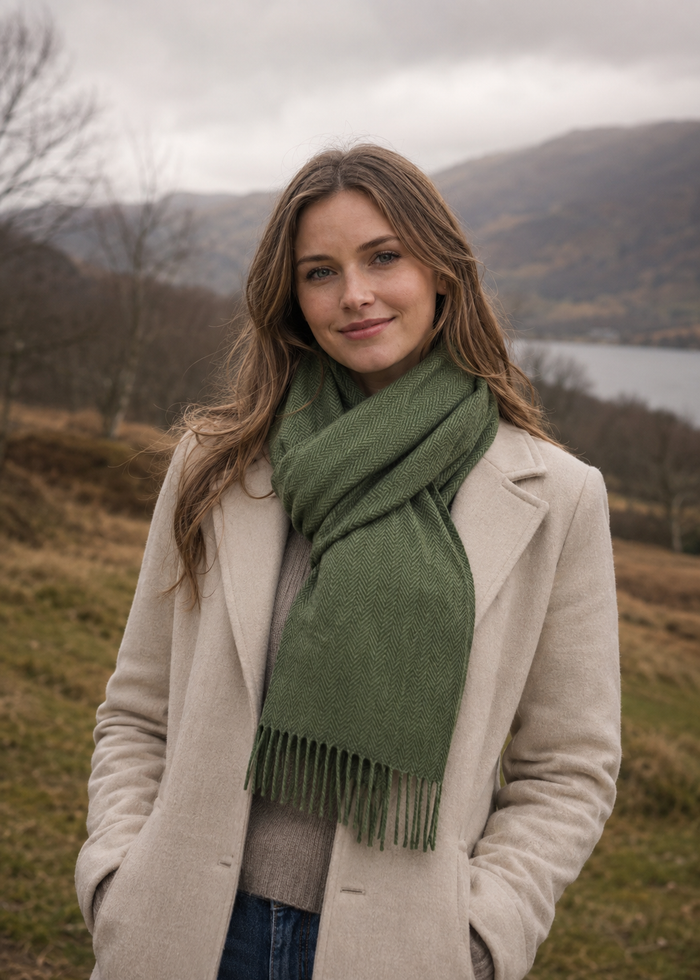Foxford Lambswool Scarf | Baby Amazon Green