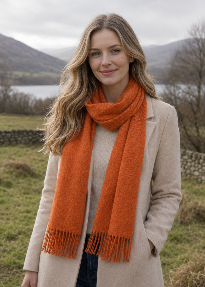 Foxford Lambswool Scarf | Paprika Orange